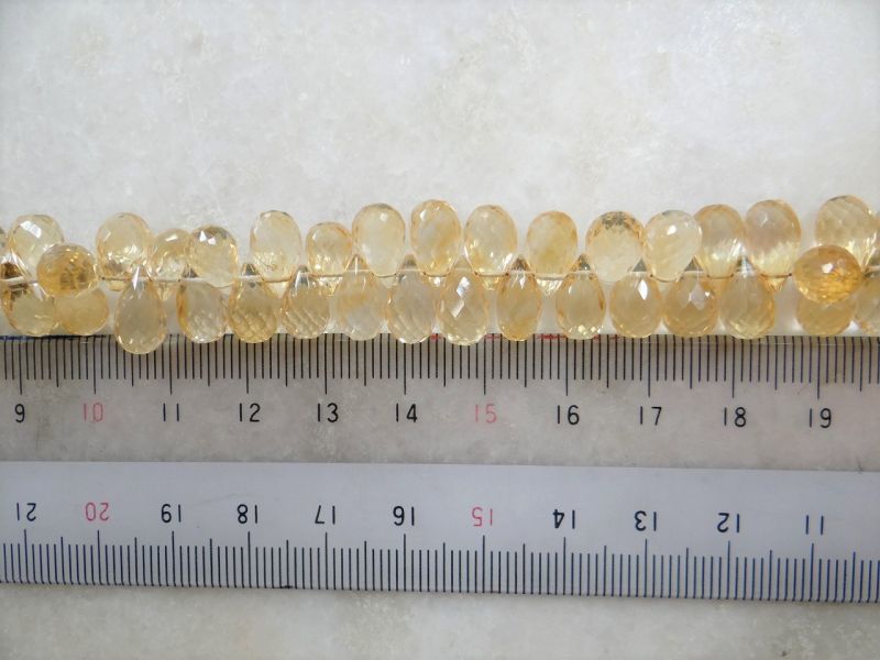 宝石質シトリン　ドロップカット　ブリオレットカット　6×10ミリ