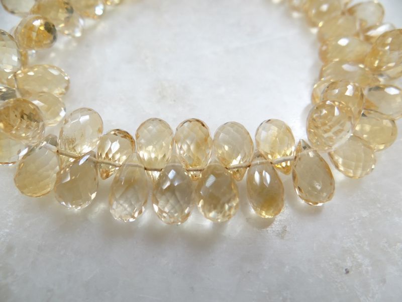 宝石質シトリン ドロップカット ブリオレットカット 6×10ミリ