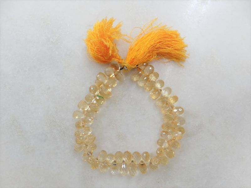 宝石質シトリン ドロップカット ブリオレットカット 6×10ミリ