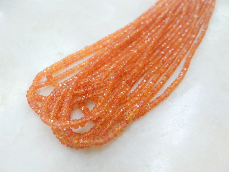 オレンジサファイア ボタンカット 天然石ビーズ卸 宝石質 高品質ビーズ卸sia Beads Japanシーアビーズジャパン